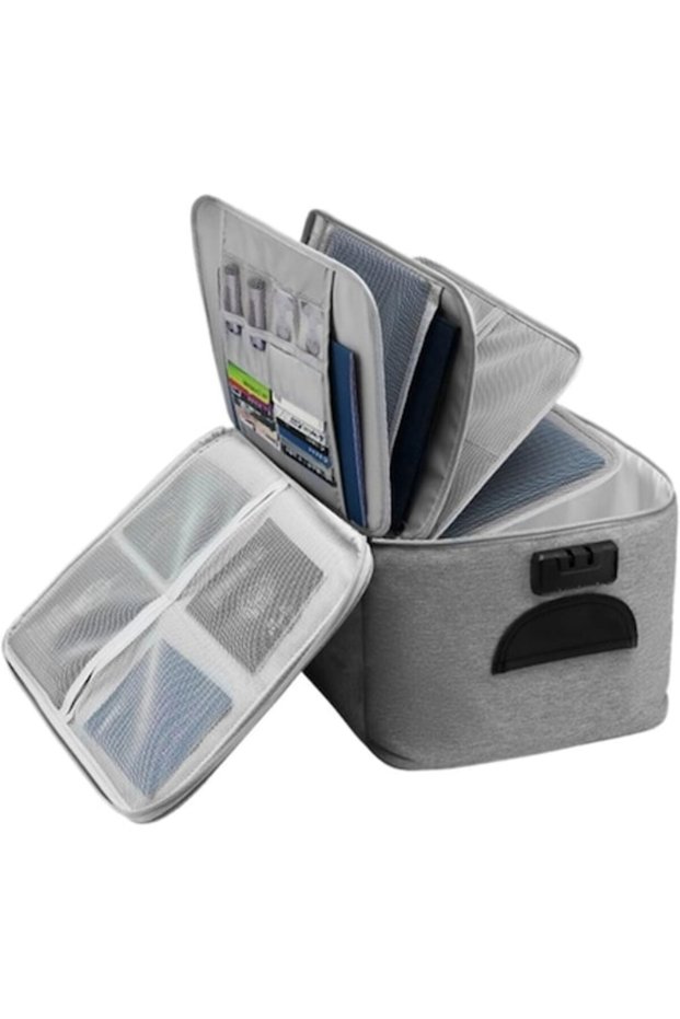 Storage Bag for Documents, 5 Compartments, Waterproof Material, 37x20x27cm, Zipper, Security Code, G