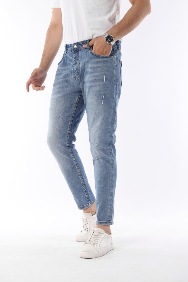 Men's Elastic Comfortable Fit Gabardine Pants Light Blue