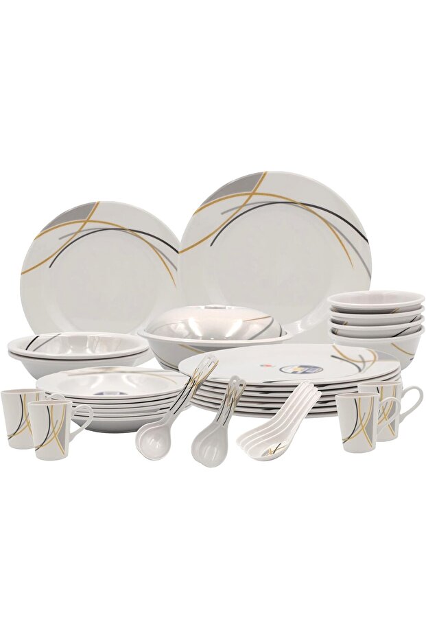 32 Pcs Gold Line Melamine Dinner Set