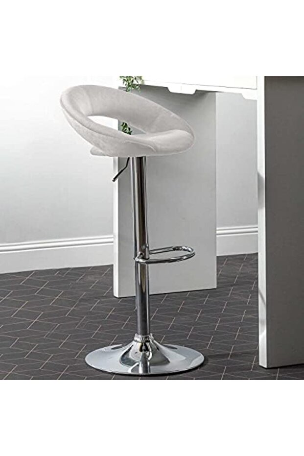 Velvet Bar Stool, Modern Adjustable Seville Cream Upholstered High Bar Chair, Armless