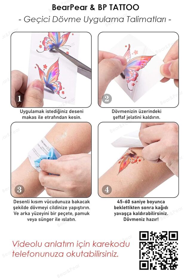 BearPear Kartal Dövmesi, Yazılı Dövme, Üniseks Geçici Dövme, El, Kol ve Vücut Dövmesi - 3