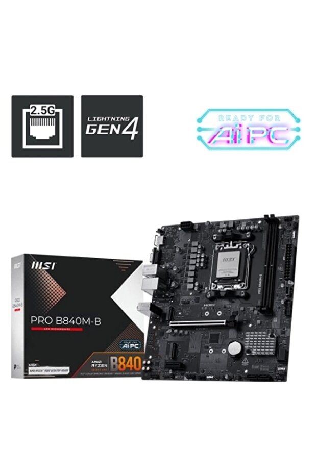 PRO B840M-B 8000MHz OC DDR5 Soket AM5 M.2 USB-C HDMI ATX Anakart - 5