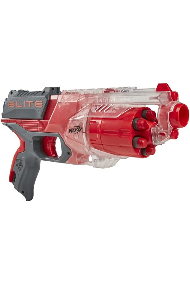 Nerf Elite Disruptor Blaster, 6-Dart Davul, 6 Elite Dart, Hızlı Ateş, Yarı Saydam Kırmızı - 1