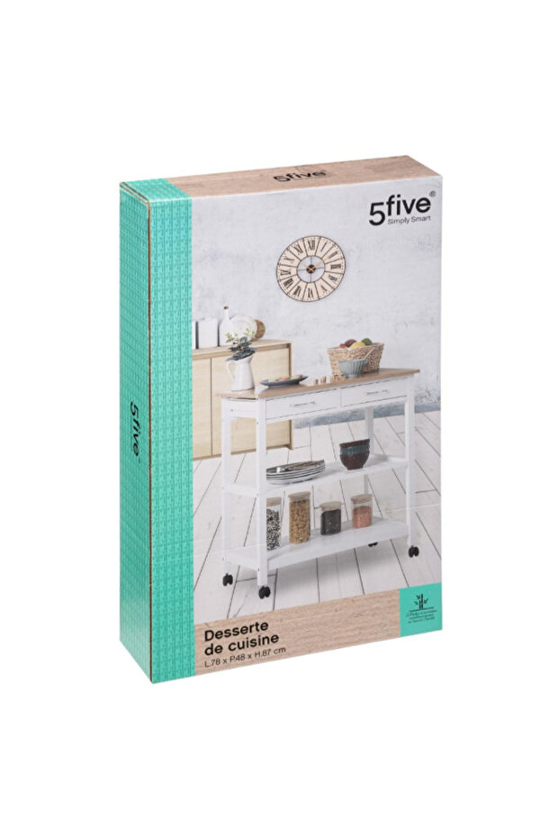 عربة تقديم من الخيزران ذات طبقتين - 5