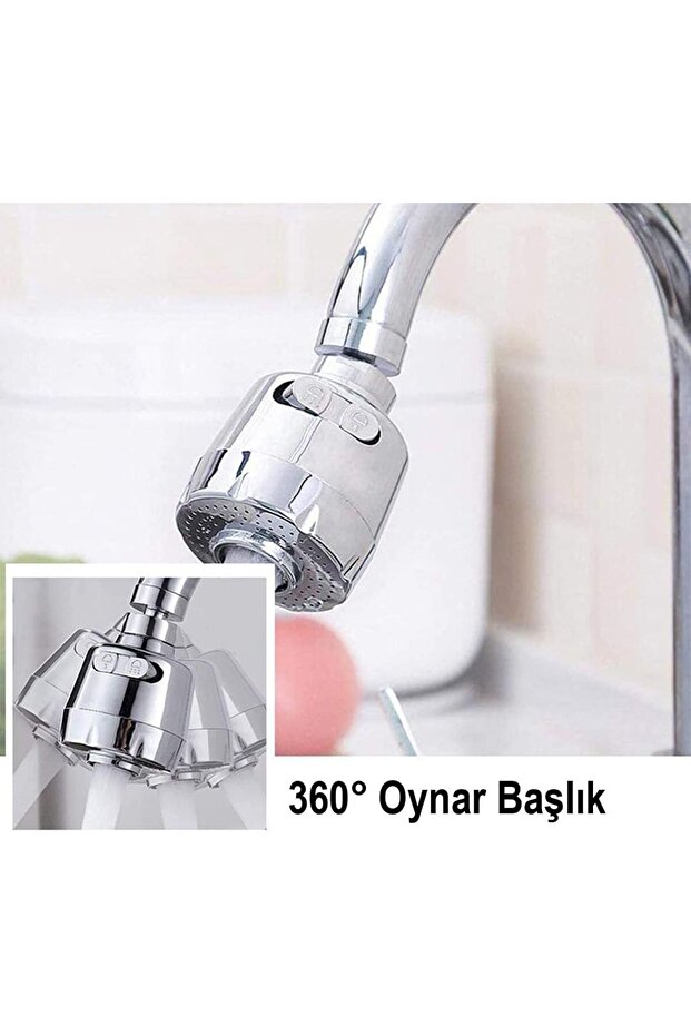 2 Function Kitchen Sink Head, 360 Degree Rotating, Saving, Faucet Head, Chrome, - 3