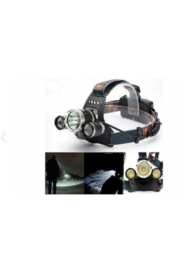 Head Flashlight, 3 x Led Cree XML, T6, Magnifier Front + 2x 18650 C155 Batteries - 3