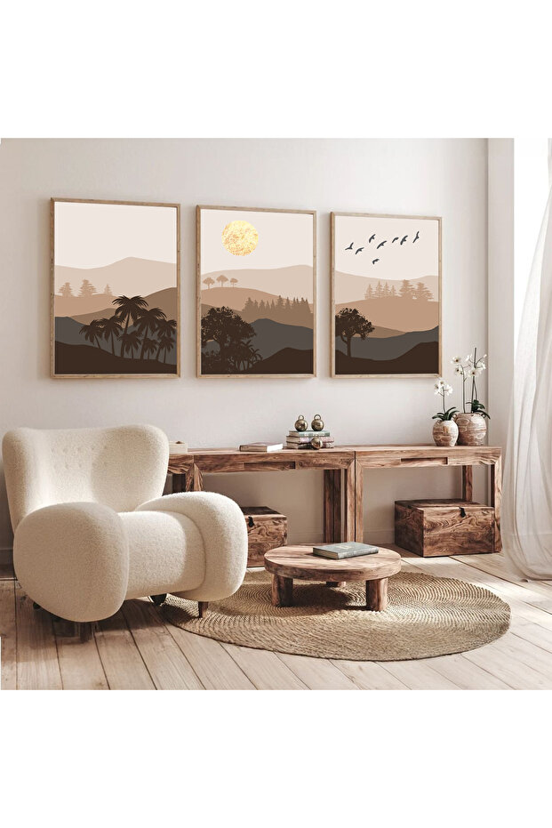 3 Pcs Wood Frame Living Room Hall Kitchen Table Set Brownmount