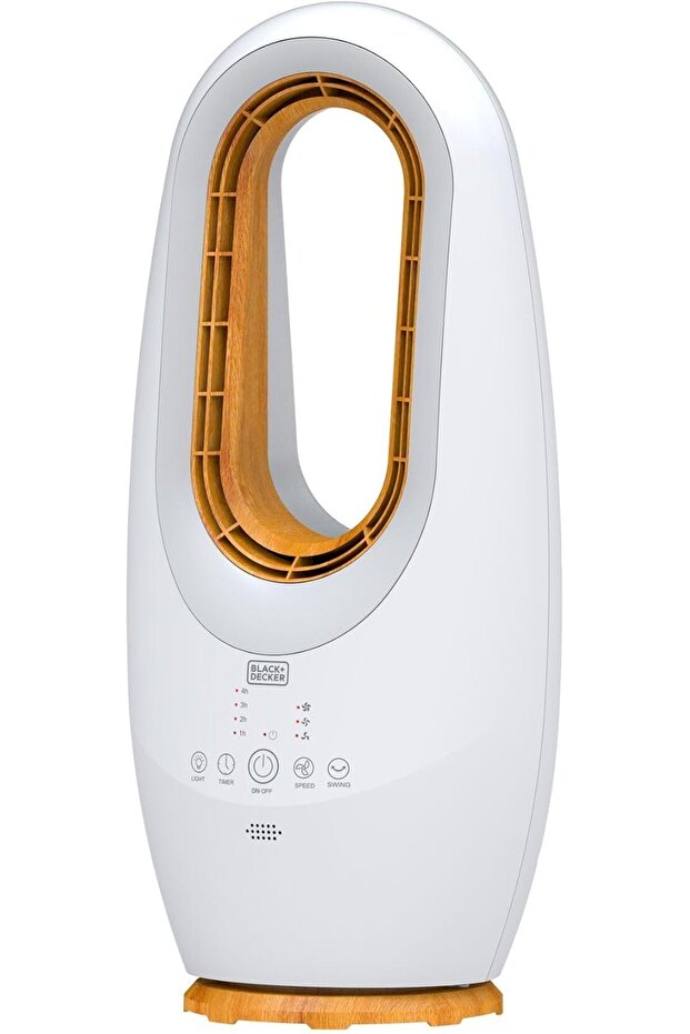 BLACK+DECKER 2-in-1 Bladeless Fan, 58cm, Cool-White LED Lamp, Remote Control, 60° Oscillation, 45W