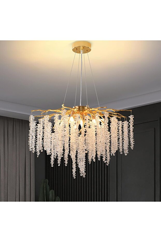 Luxury Crystal Chandelier – Modern Gold Branch Pendant Light