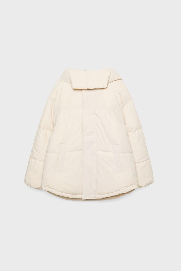 Oversize Kapüşonlu Dolgulu Mont - 6