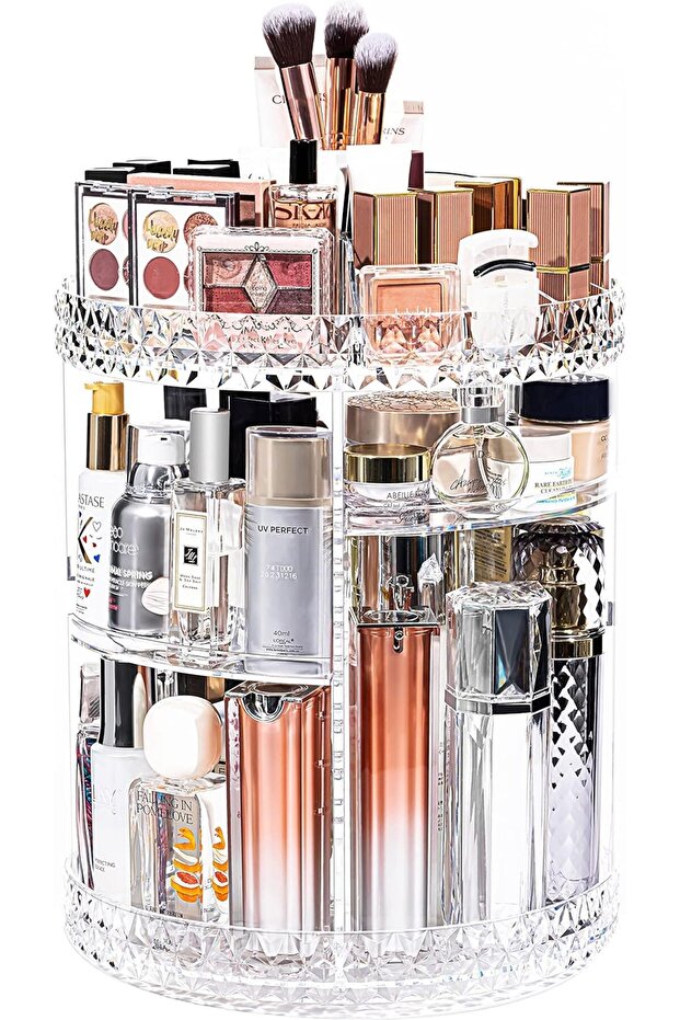 Makeup Organizer, 360 Degree Rotating Cosmetic Storage Organizer, 7-Layer Adjustable Mak