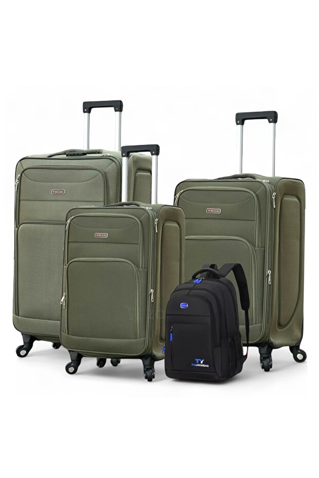 Soft Material (20/24/28 Inch) Luggage - Stylish Backpack Combo Green