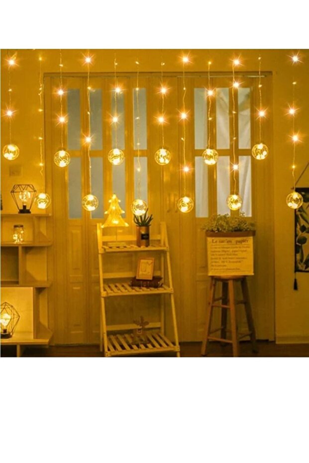 Yuwell Pack Of 12 Pcs Curtain Wish Ball String Lights For Home Decor - 1