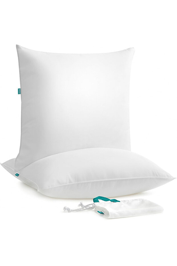 Set of 2 soft-surface pillows, 80x80 cm, 1500 g filling, white - 1