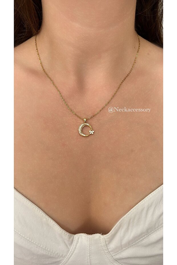 Çelik Ay Yıldız Kolye - 3