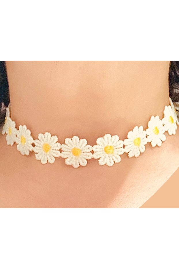 Dantel Papatyalar Choker Kolye - 1