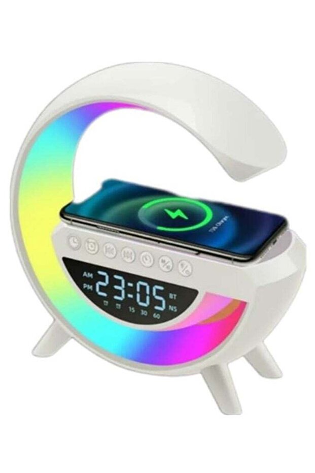ELTRAZONE LED Wireless Charging Speaker with 7 Color Options, Music Ringtone, and Alarm Clock Funct - 1