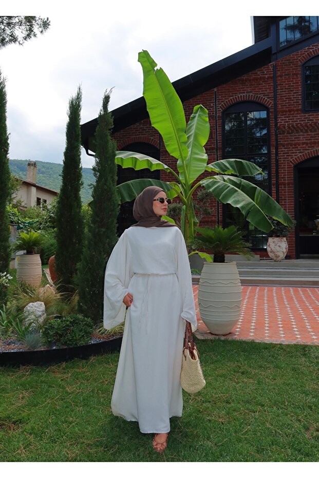 LİNE KETEN PİNTRST ELBİSE - 2