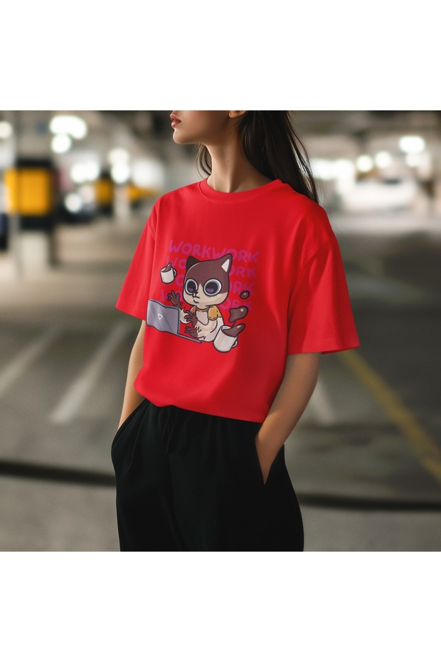 Girl/Woman Work Work Transfer Printed Round Neck Short Sleeve T-Shirt