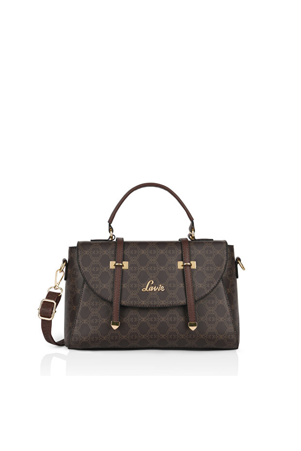 Women's Mono Beech Flap Satchel Handbag (Brown)