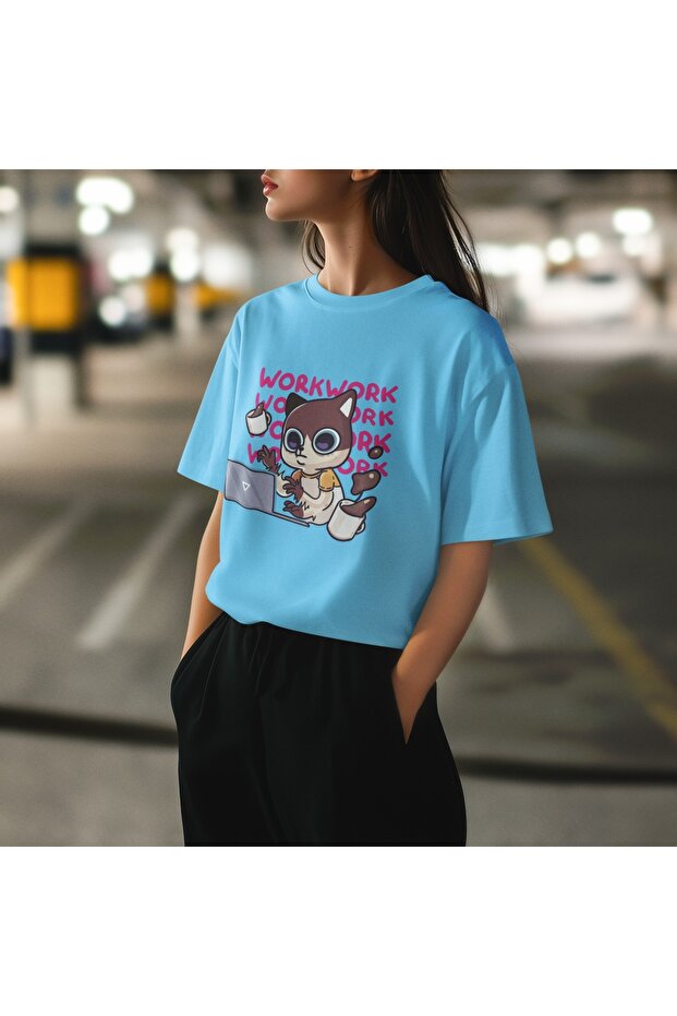 Girl/Woman Work Work Transfer Printed Round Neck Short Sleeve T-Shirt