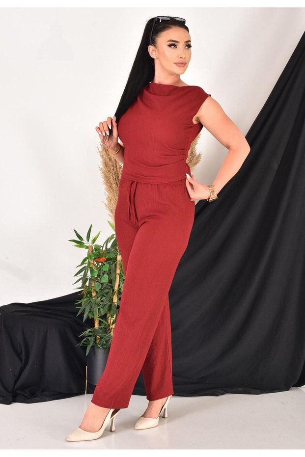 Women's Asymmetric Collar Wrinkle Fabric Double Suit