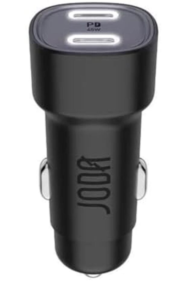 شاحن سيارة مزدوج USB من النوع C بقوة 45 وات، أسود