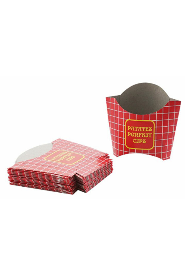 Cips Kutusu 50 Adet Kızarmış Patates Kutusu Tek Kullanımlık Cips Patates Ambalajı - 1