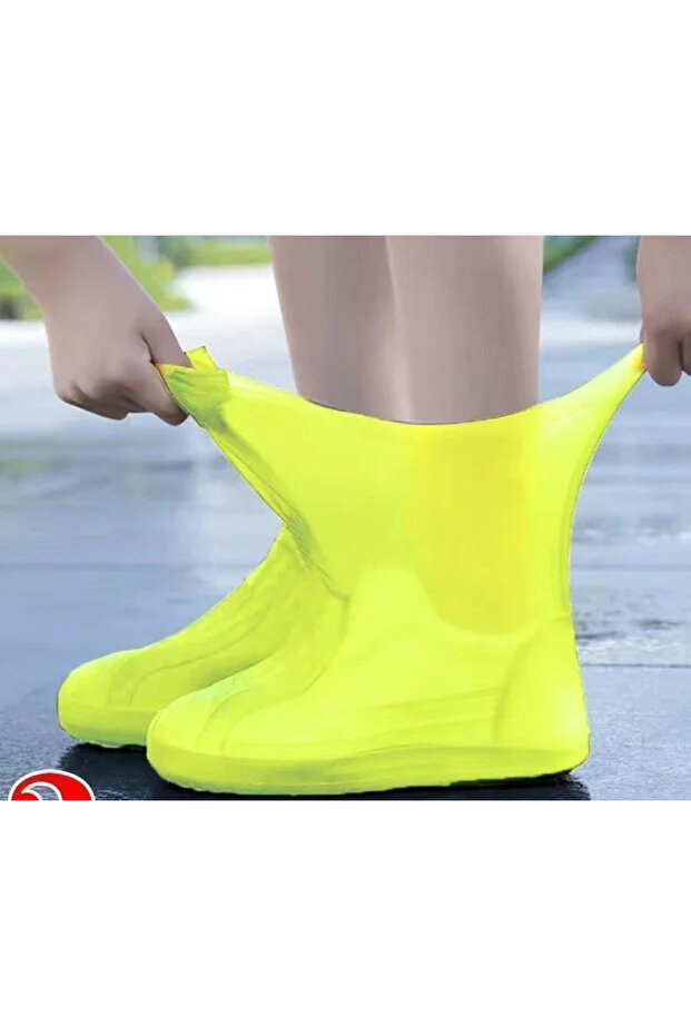 yellow 1 Pair Silicone WaterProof Shoe Covers Lip-resistant Rain Boot Rain Gear Overshoes Accesso..