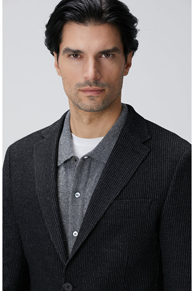 Antrasit Yün Karışımlı Ceket - 6