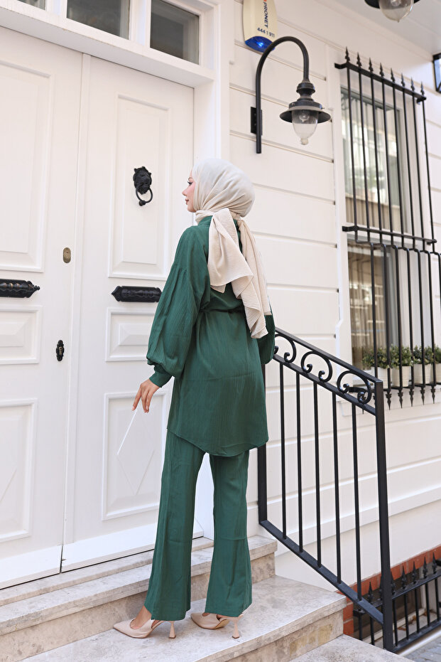 طقم لارا قماش مزدوج بأزرار - 7