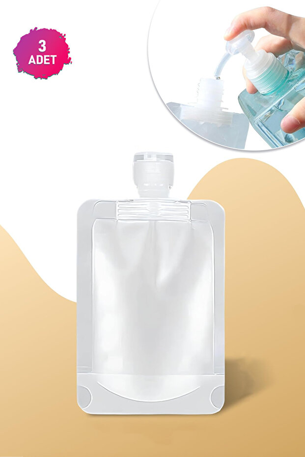 Seyahat Tipi 3’lü 100ml Plastik Şişe Seti Şampuan Krem Duş Jeli Losyon Sıvı Sabun Taşıma Şişesi - 4