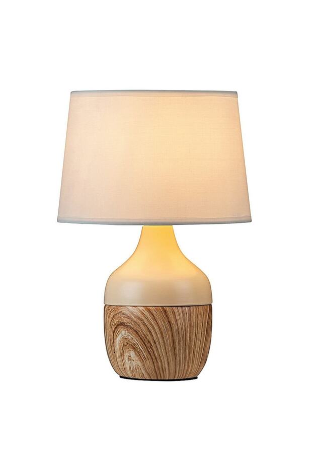 Rabalux table lamp, ceramic structure, textile lampshade, Nordic style, E14 socket, 40 W, beige and white - 1