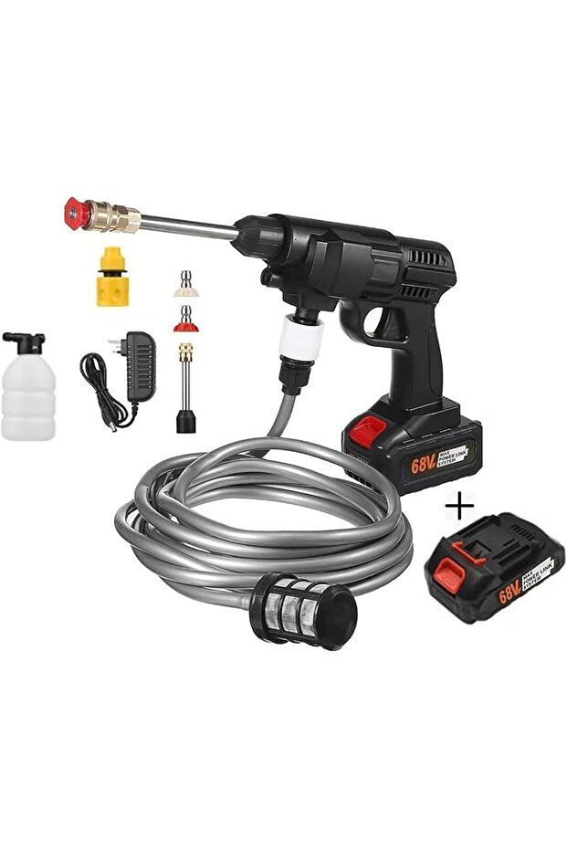 WOLF pihot 68V Portable Battery Cordless Pressure Washer with Two Batteries - Black