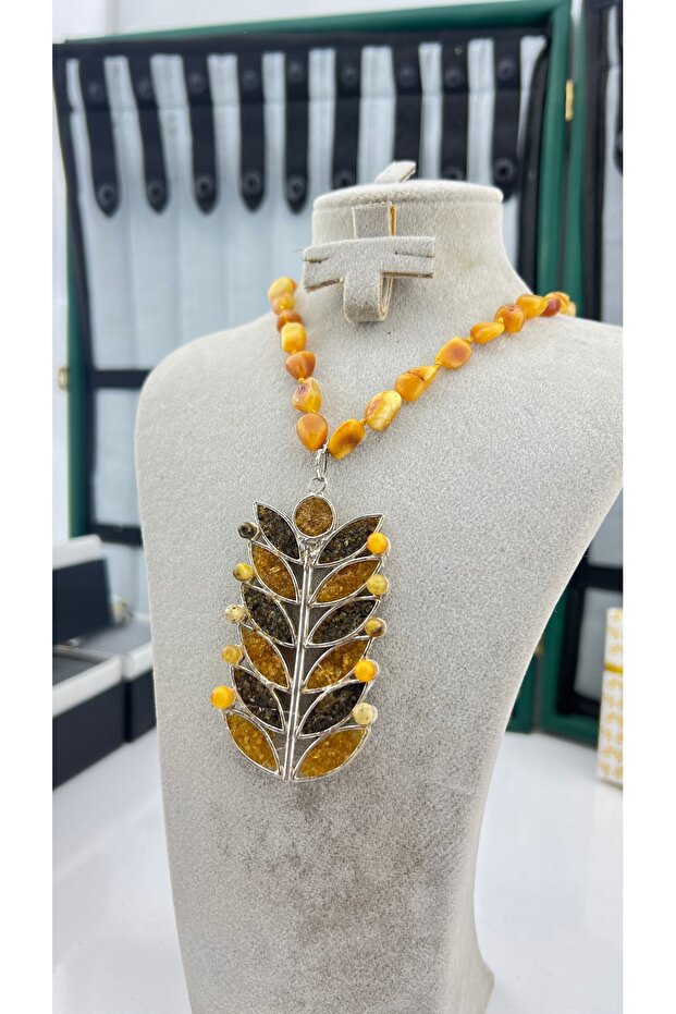 Kehribar Kolye Buğday Başaklı - 1