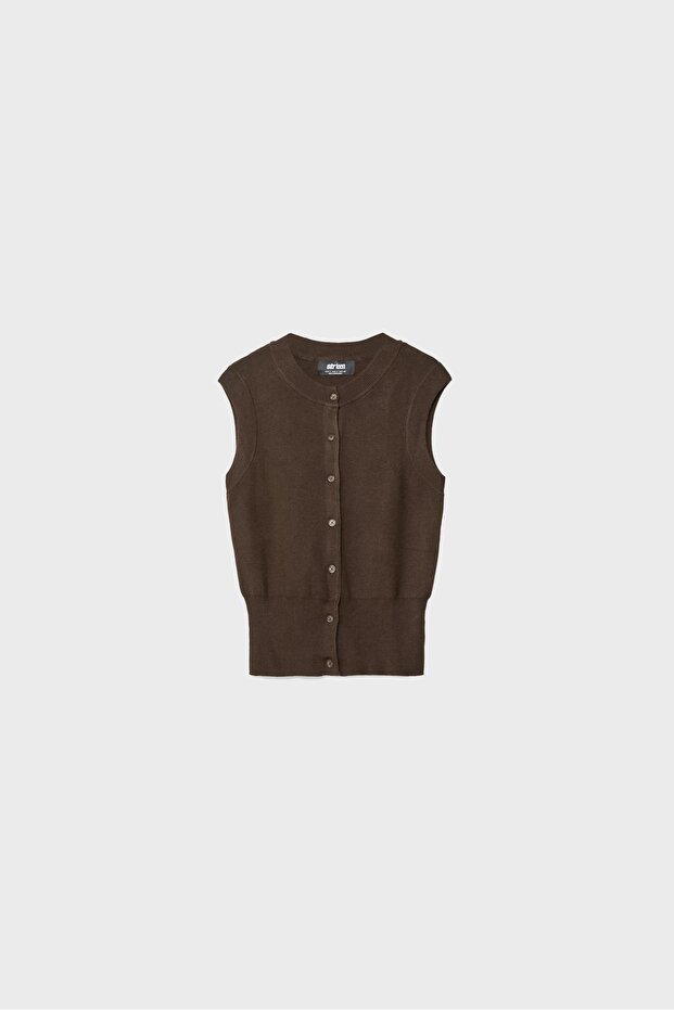 Düğmeli Örgü Yelek - 6