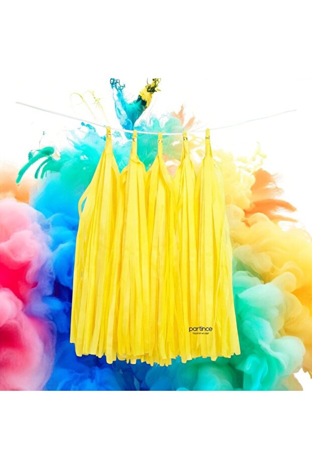 Tassel Decoration Yellow 5 Pack - DIY Party Ornament 12X41 cm
