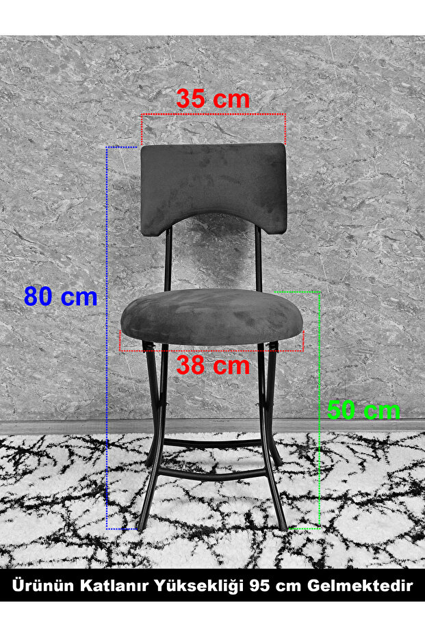 Siyah Boyalı Katlanır Tabure - Kamp Sandalyesi - Sandalye - Mutfak Taburesi - Tabure - 5