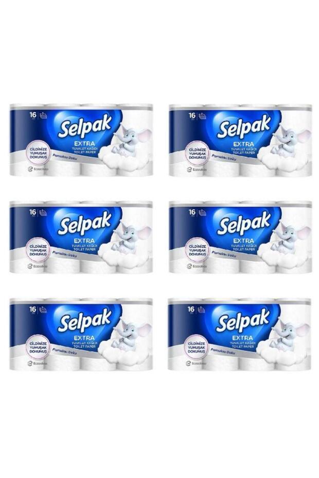 3 Katlı Extra Tuvalet Kağıdı Pamuksu Doku 16'lı x 6 Adet - 1