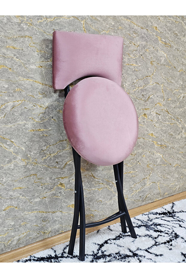 Siyah Boyalı Katlanır Tabure - Kamp Sandalyesi - Sandalye - Mutfak Taburesi - Tabure - 4