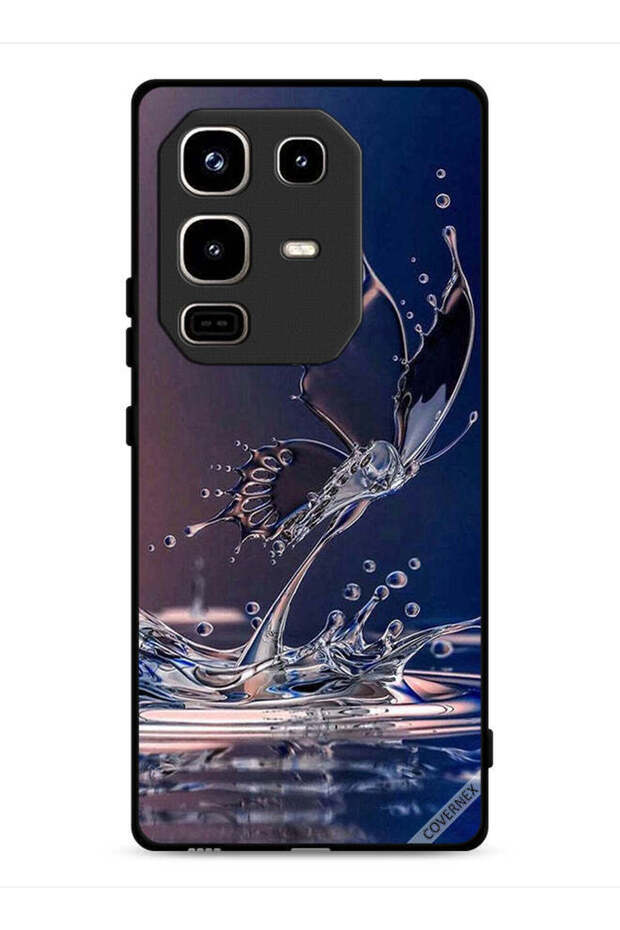 غطاء حماية لهاتف Infinix Note 50 Pro 4G بنقشة قطرات الماء والفراشة