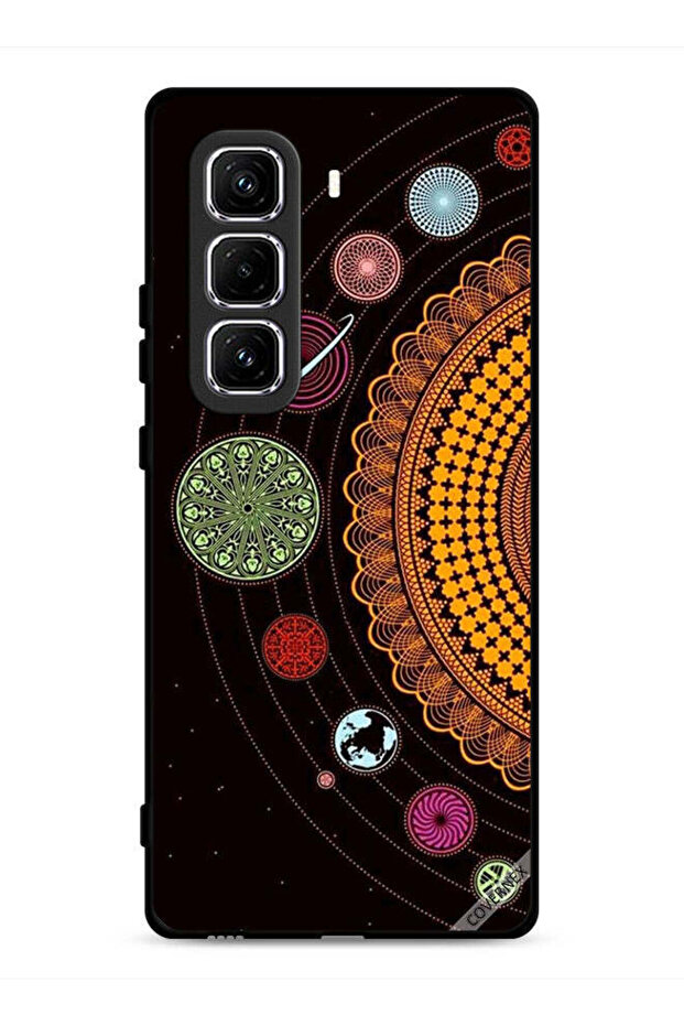 غطاء حماية لهاتف Infinix Hot 50 Pro 4G بتصميم فن النظام الشمسي الماندالا