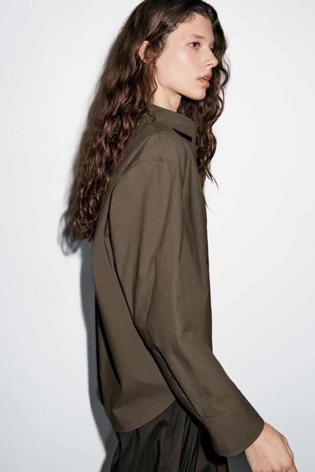 Dikiş detaylı %100 pamuklu gömlek - 3