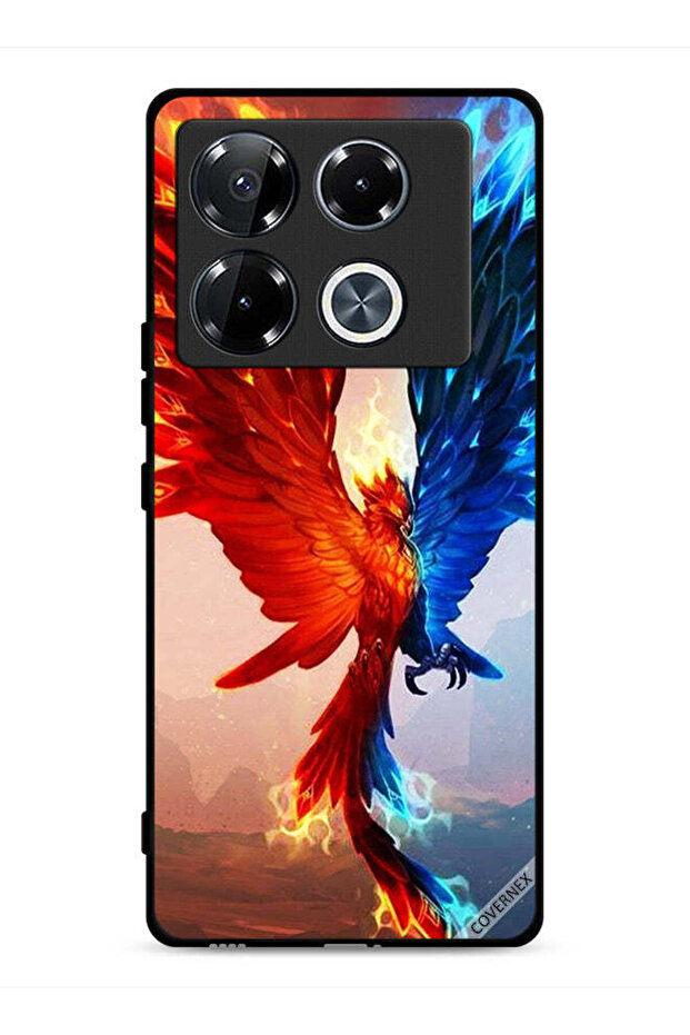 غطاء حماية لهاتف Infinix Note 40 Pro 5G بخلفية نسر النار والماء