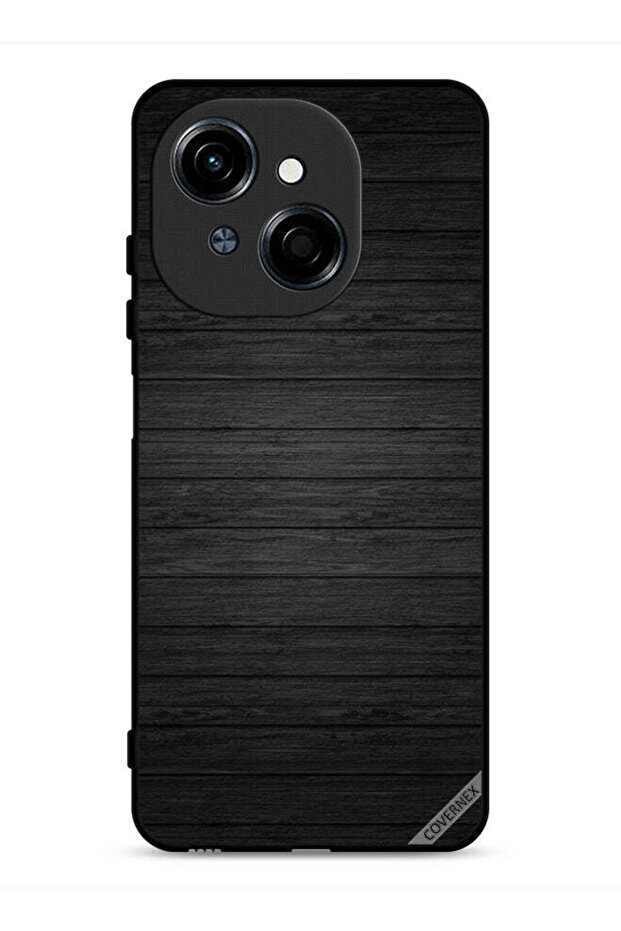 غطاء حماية لهاتف Tecno Spark Go 1S 4G بنمط خشبي داكن