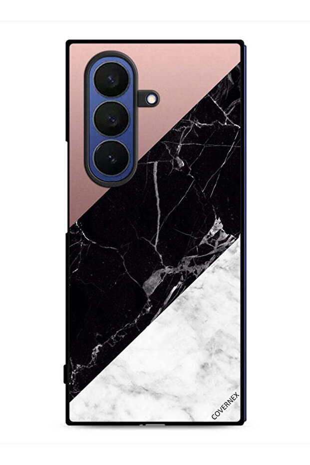 غطاء حماية لهاتف Samsung Galaxy Z Fold7 بنمط مزيج من الرخام واللون العادي