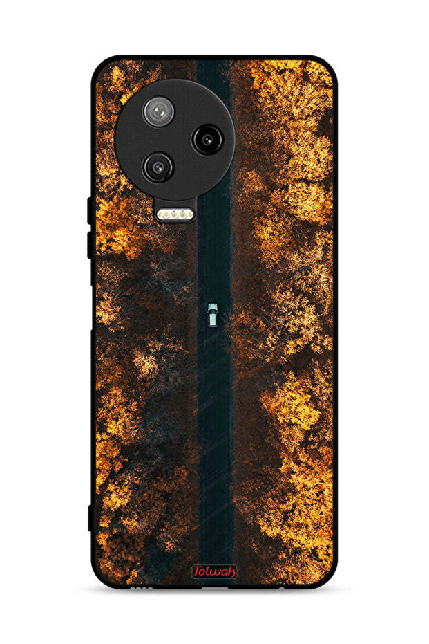 غطاء حماية لهاتف Infinix Note 12 Pro 4G بتصميم طريق في أشجار الخريف