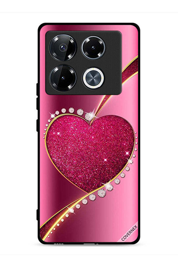 غطاء حماية لهاتف Infinix Note 40 Pro Plus 5G بتصميم قلب لامع من الألماس