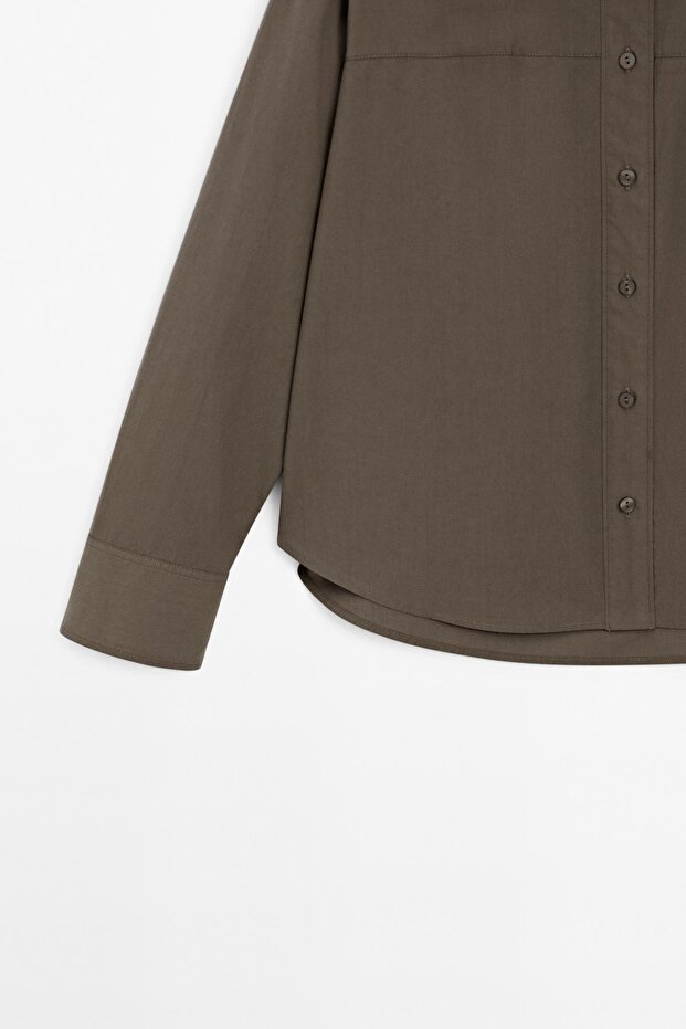 Dikiş detaylı %100 pamuklu gömlek - 7