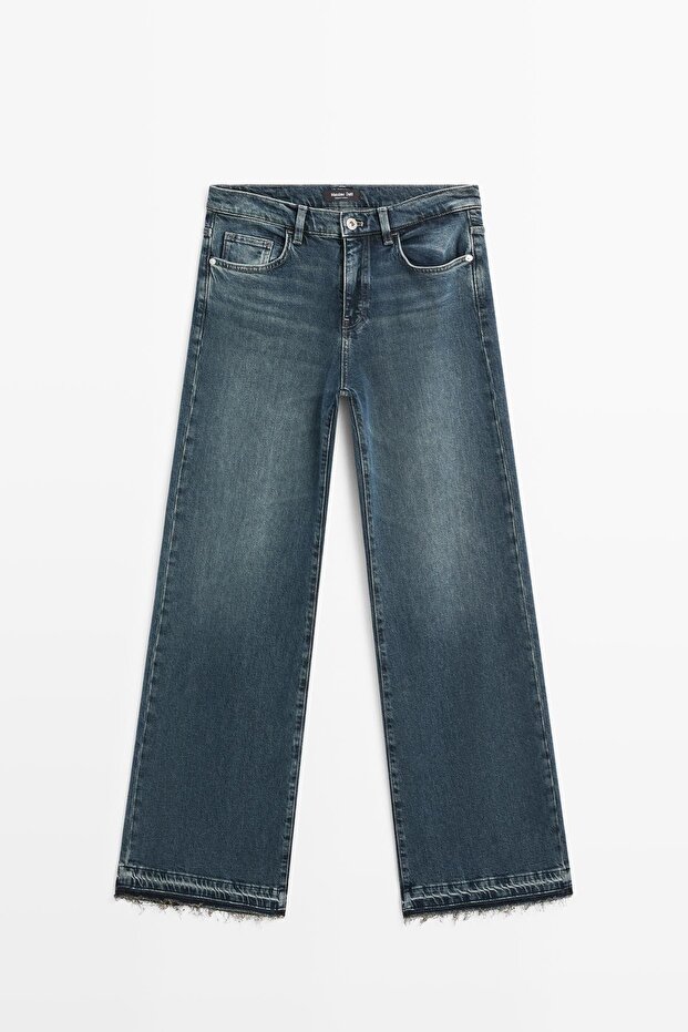 Orta bel İspanyol paça jean - 5